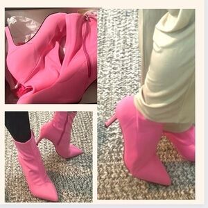 💞Eloquii HoT PiNk,Neoprene ankle boots, size 9W,Designed to Impress, Exclt Con.